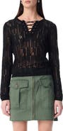 Robert Rodriguez Chiara Distressed Lace-Up Sweater