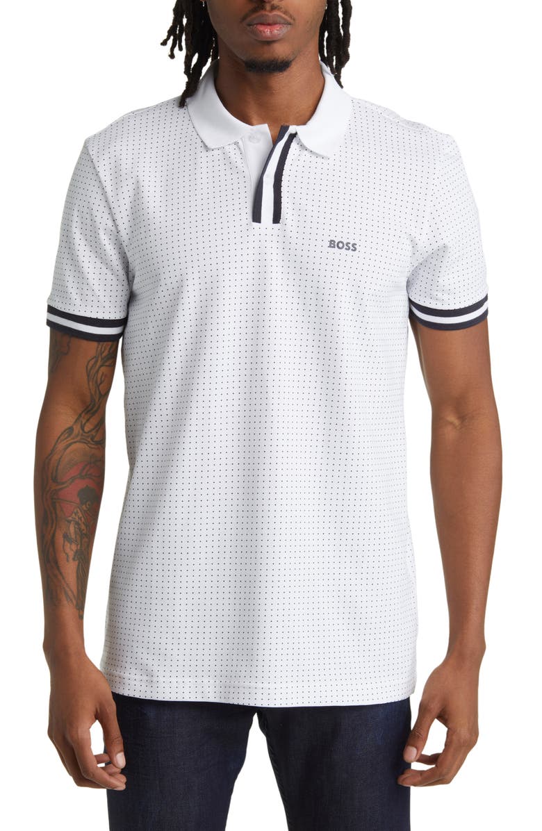 BOSS Paddy Dot Print Polo, Main, color, 