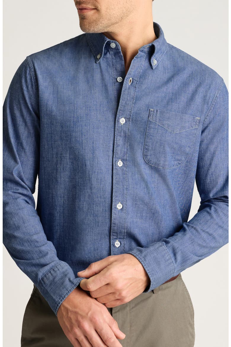 Everyday Slim Fit Cotton Chambray Button-Down Shirt, Main, color, LIGHT WASH