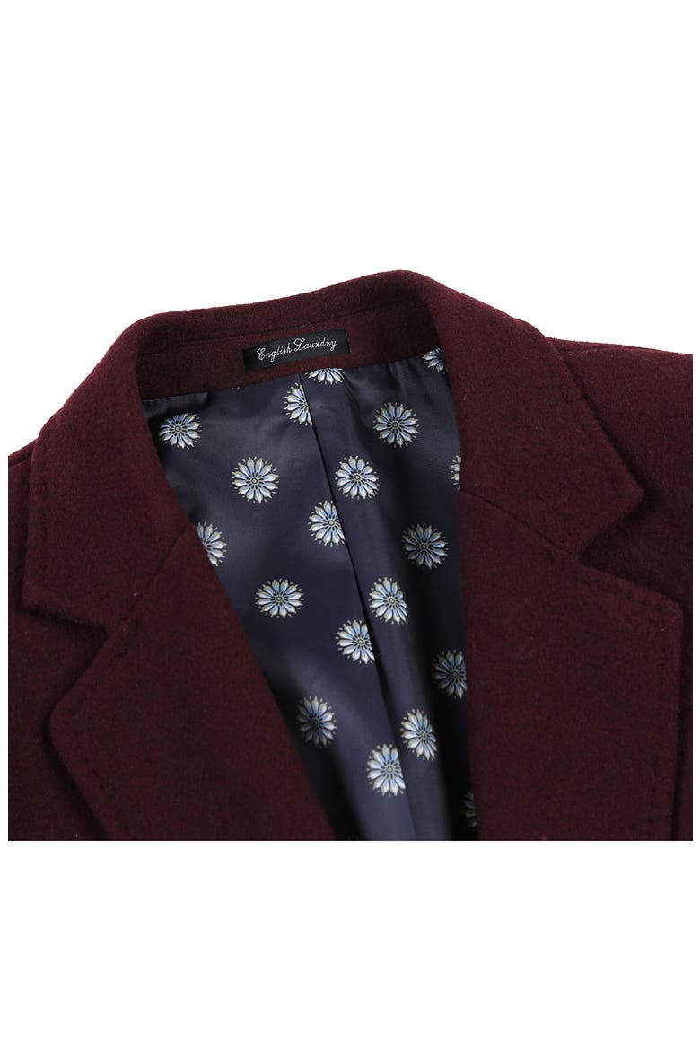 Wool Blend 3-Button 3/4 Length Top Coat, Alternate, color, BURGUNDY