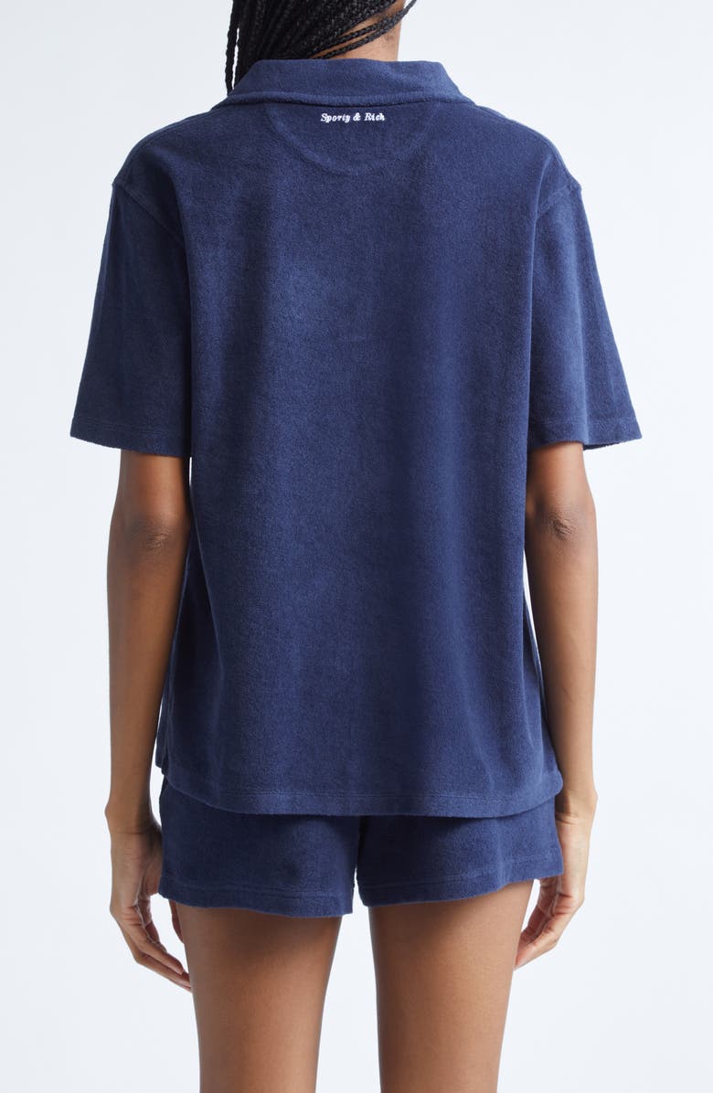 Sporty & Rich Eden Script Terry Polo, Alternate, color, Dark Navy