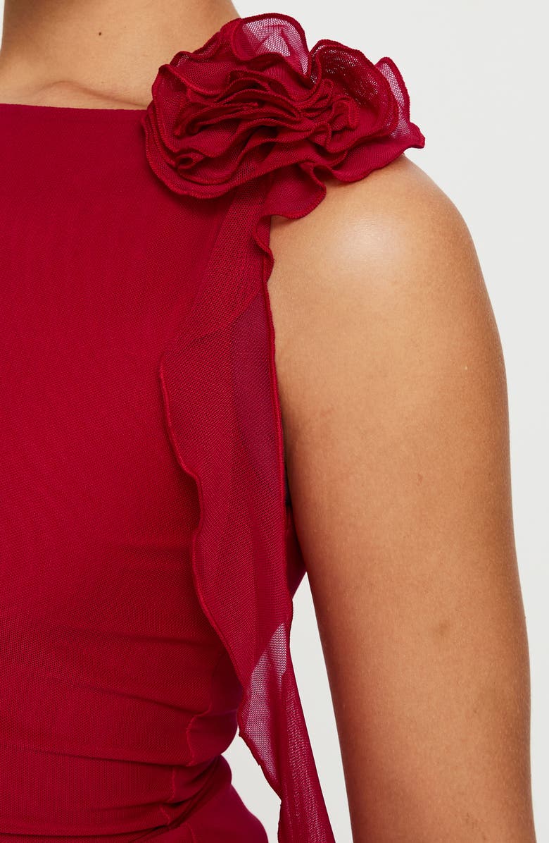 Princess Polly Lorello Lettuce Edge Minidress, Alternate, color, Medium Red