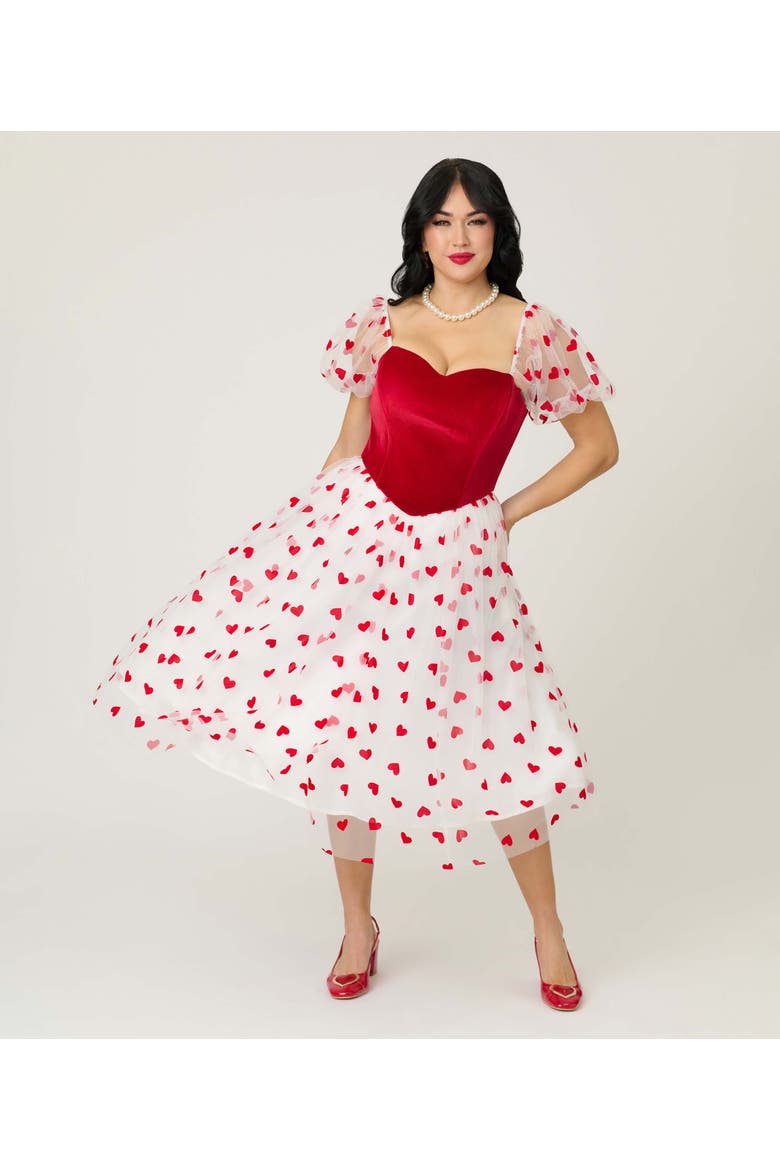 Loving You Swing Dress, Alternate, color, White W/ Red Hearts