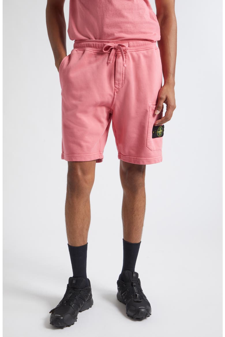 Cotton Fleece Cargo Bermuda Shorts, Main, color, GERANIUM