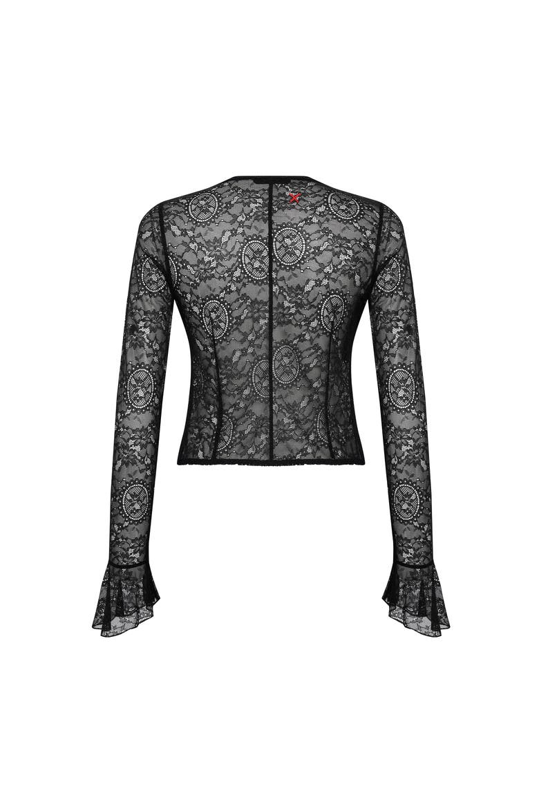 Long Sleeve Black Lace Top, Alternate, color, BLACK
