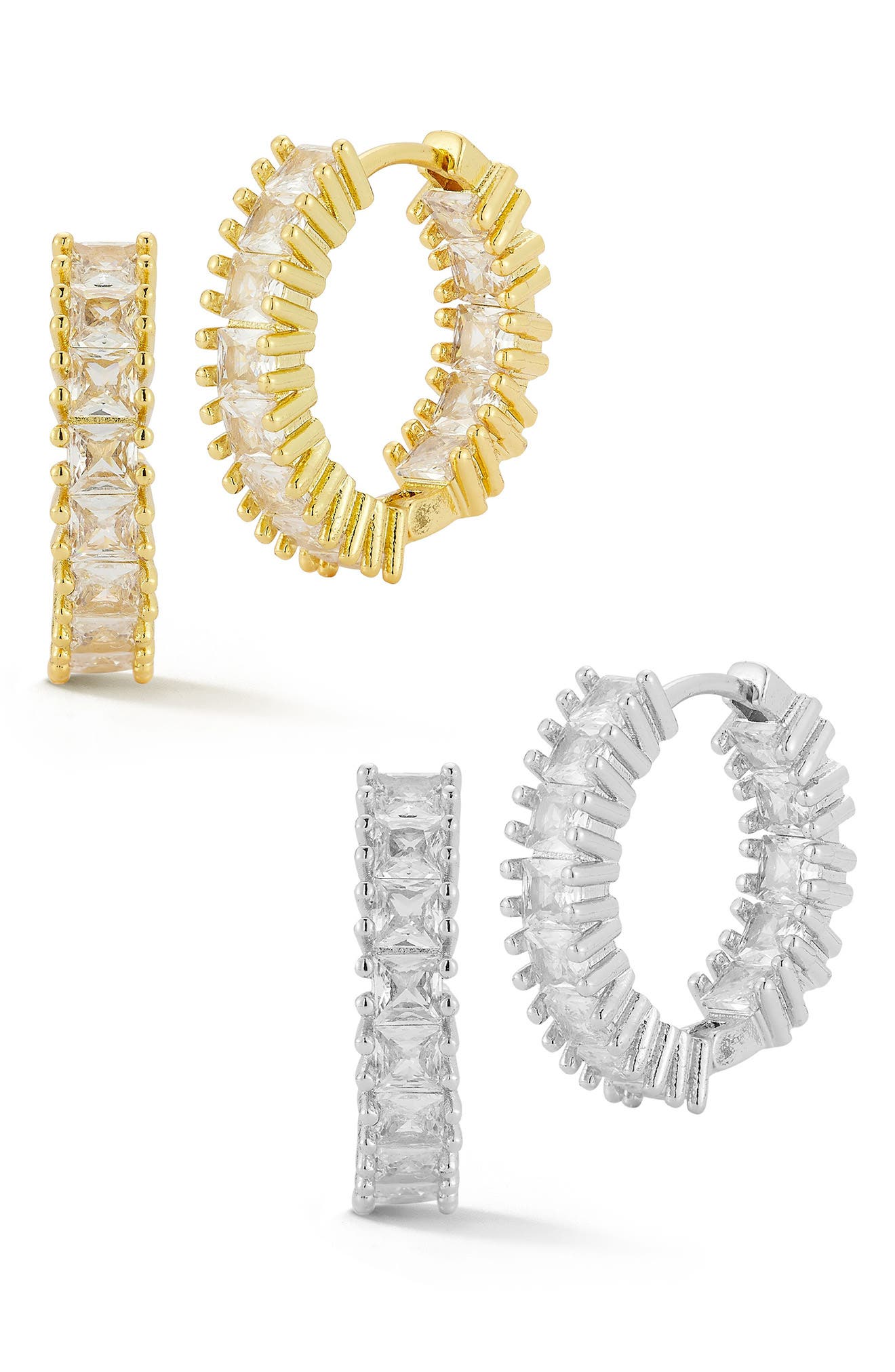 GLAZE JEWELRY Set of 2 Cubic Zirconia Two-Tone Hoop Earrings