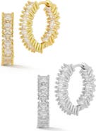 GLAZE JEWELRY Set of 2 Cubic Zirconia Two-Tone Hoop Earrings