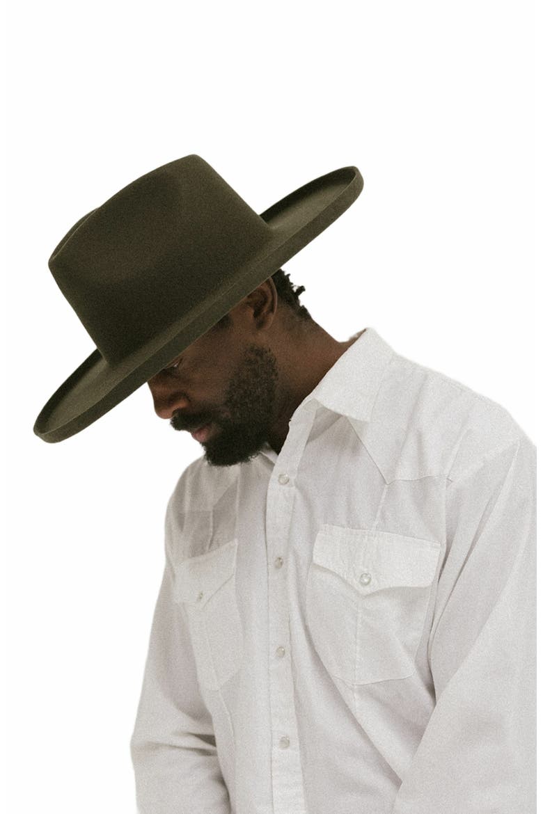 Five Points Wide Brim Fedora Hat, Alternate, color, Forest Green