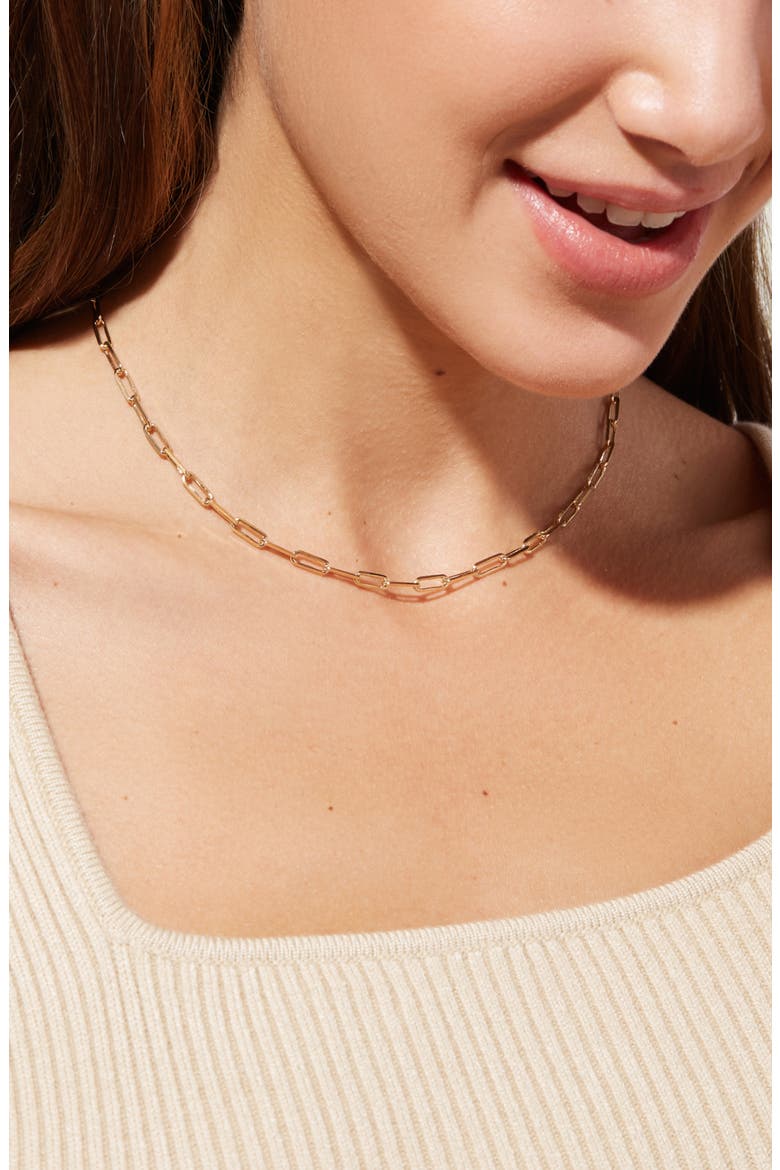 Paper Clip Chain Necklace, Alternate, color, GOLD