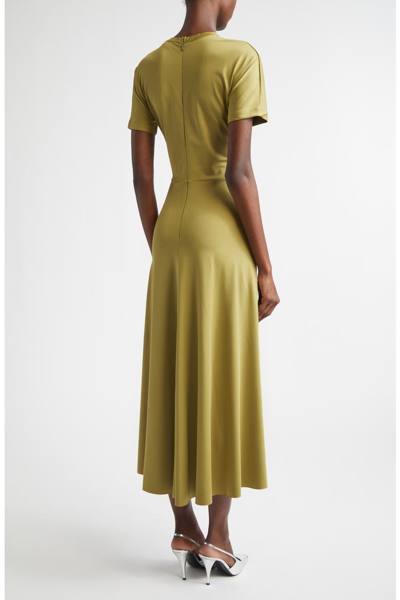 Gathered Detail T-Shirt Midi Dress, Alternate, color, GREENFINCH