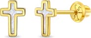 In Season Jewelry 14k Mother of Pearl Cross Earrings