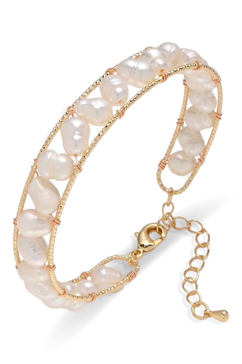 Colette Freshwater Pearl Cuff Bracelet, Main, color, GOLD