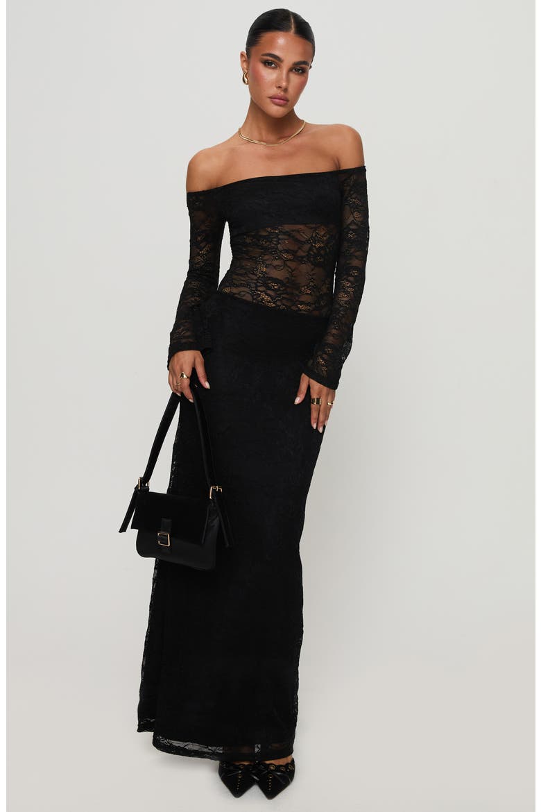 Pinot Grigio Lace Off the Shoulder Top, Alternate, color, BLACK