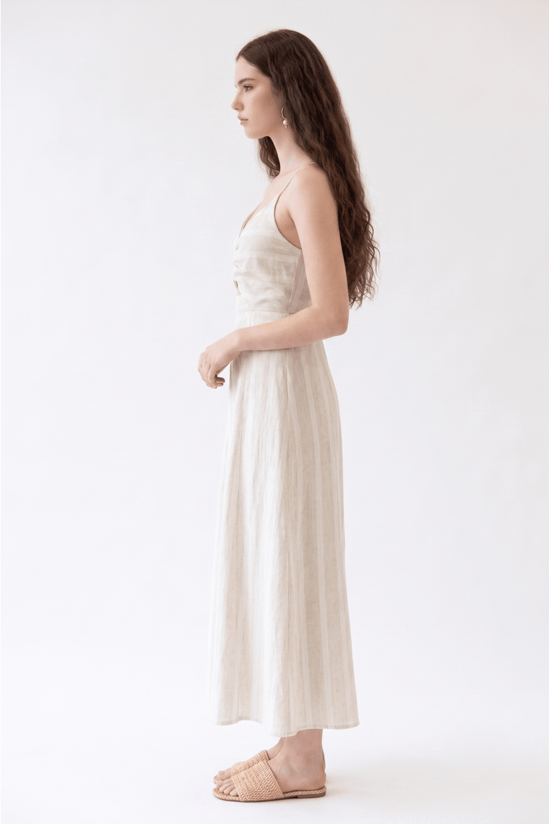 Filomena Dress, Alternate, color, Stripe Beige