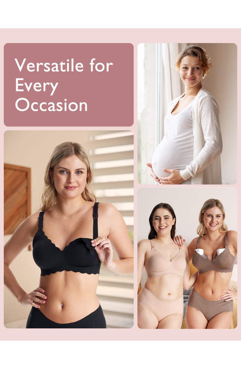 Momcozy YN46 Floral Nursing Bra, Alternate, color, Black