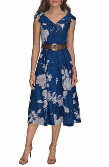 Donna Karan New York Floral Linen Blend Dress