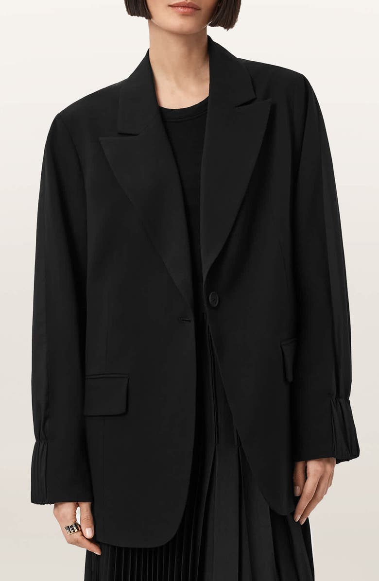 AllSaints Alassett Oversize Blazer, Main, color, Black