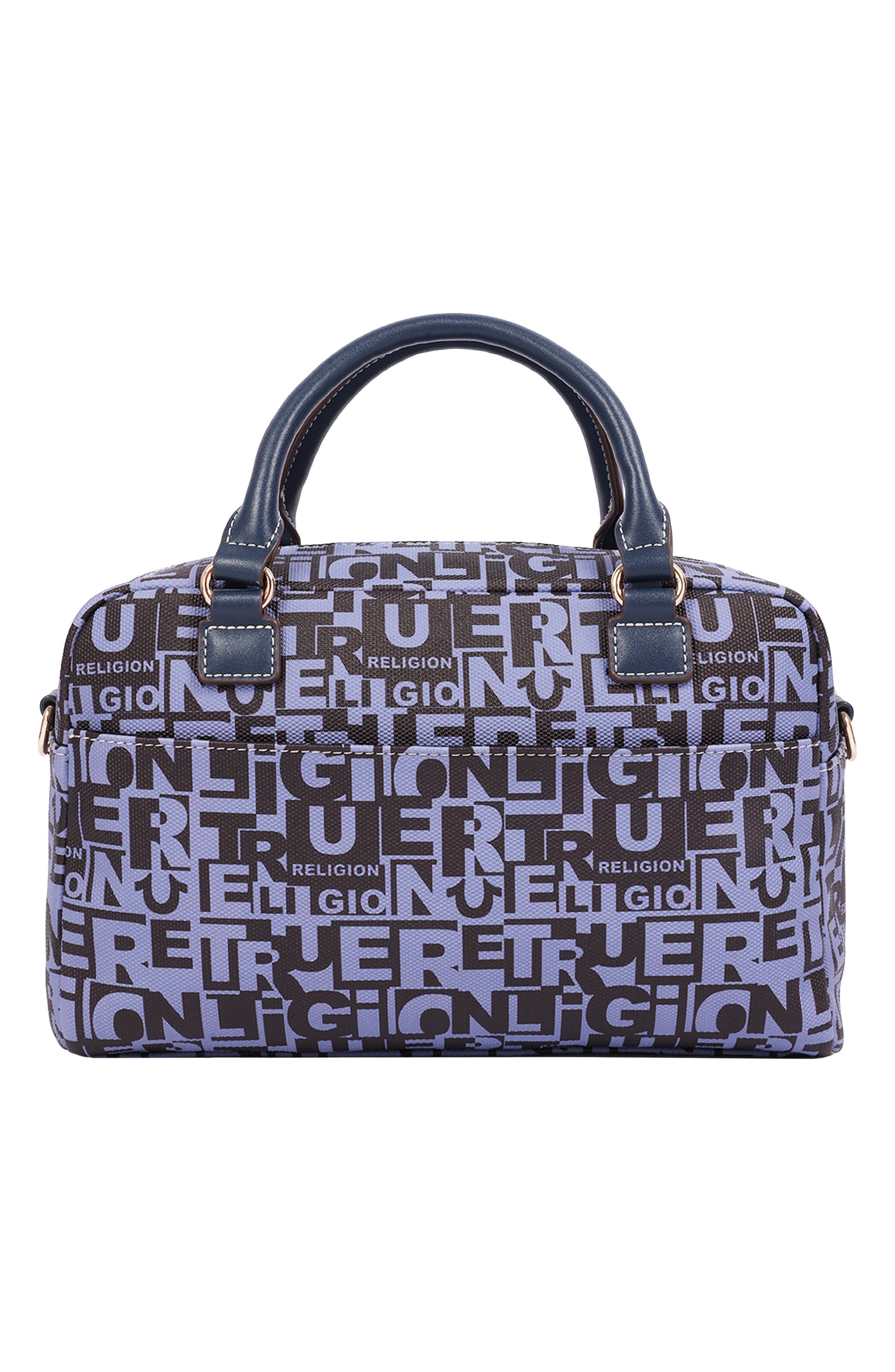 Multi Patch Faux Leather Graphic Satchel, Alternate, color, NAVY