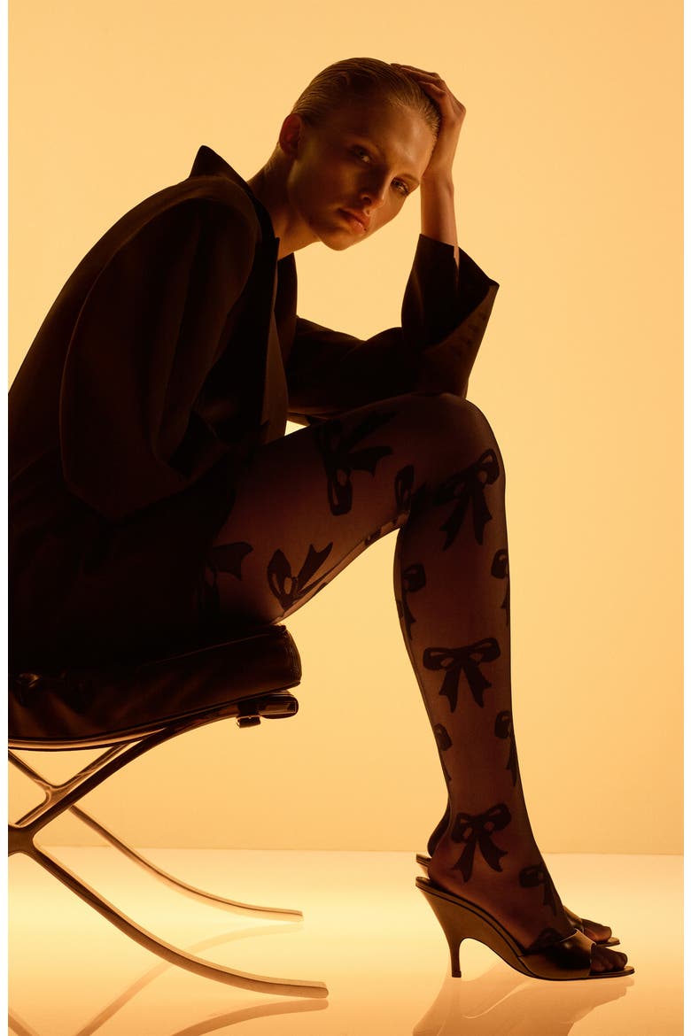 x Kaia Gerber Bow Tights, Main, color, BLACK