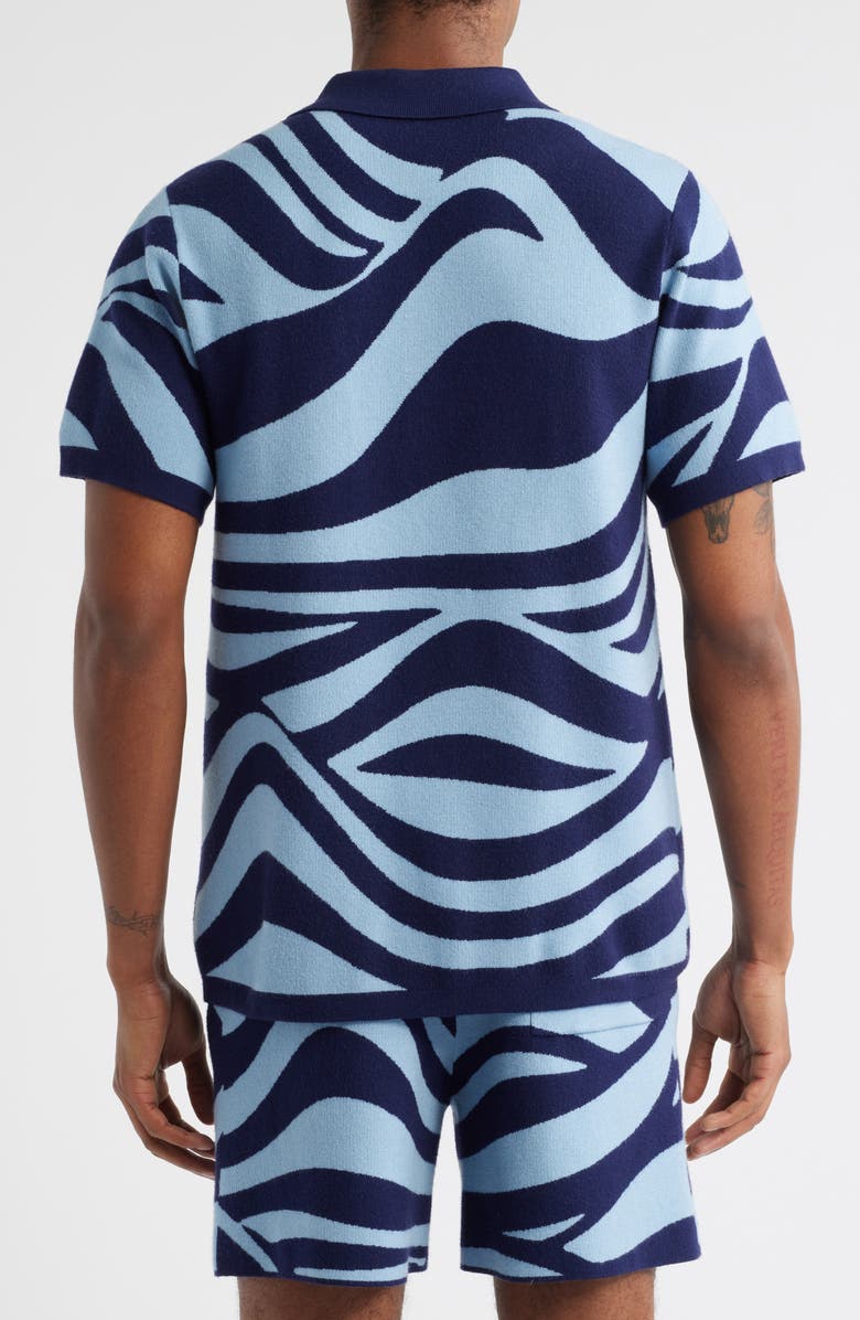 MAVRANS Wave Knit Short Sleeve Button-Up Shirt, Alternate, color, Blue