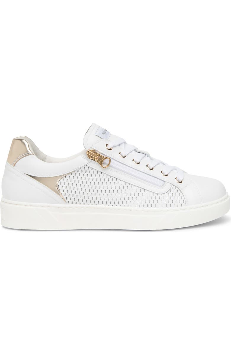 NeroGiardini Perforated Side Zip Sneaker, Alternate, color, White