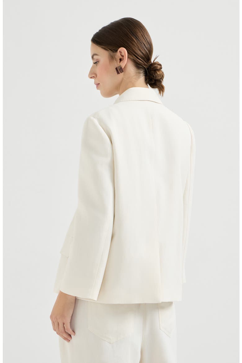Fluid twill blazer with monili, Alternate, color, Ivory