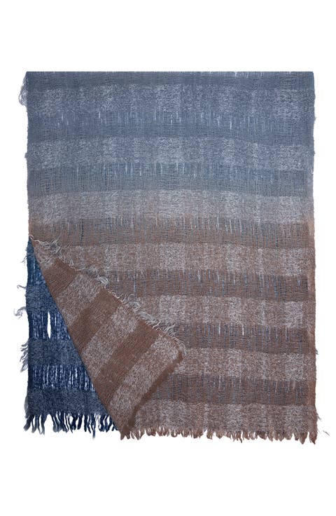 Gradient Stripe Fringe Scarf