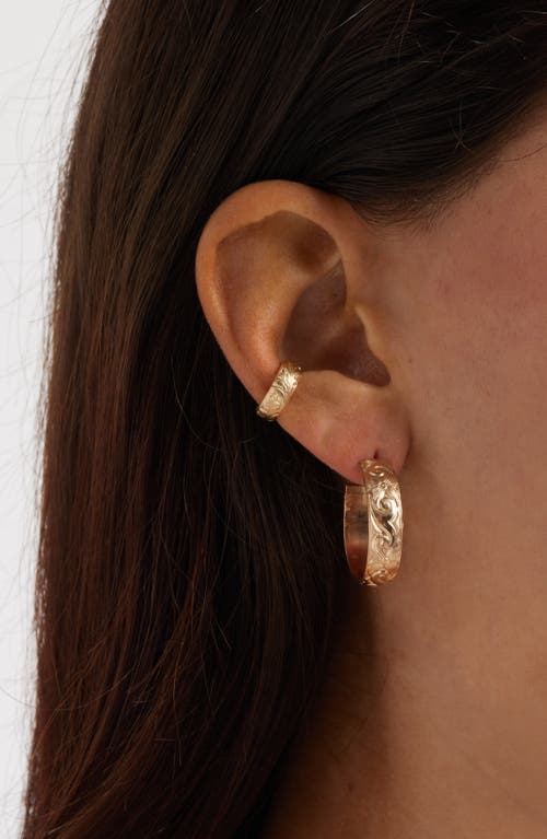 Nashelle Thick Flora Hoop Earrings In Gold