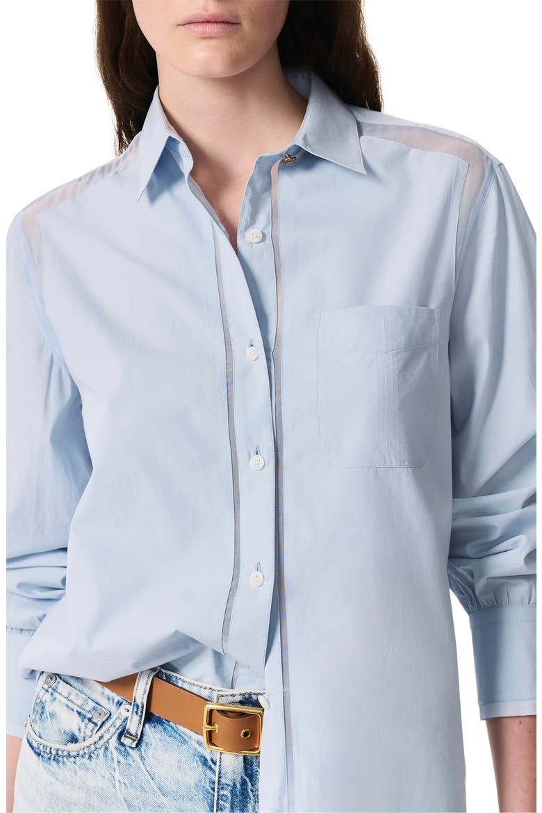 Maxine Mixed Media Button-Up Shirt, Alternate, color, LIGHT BLUE