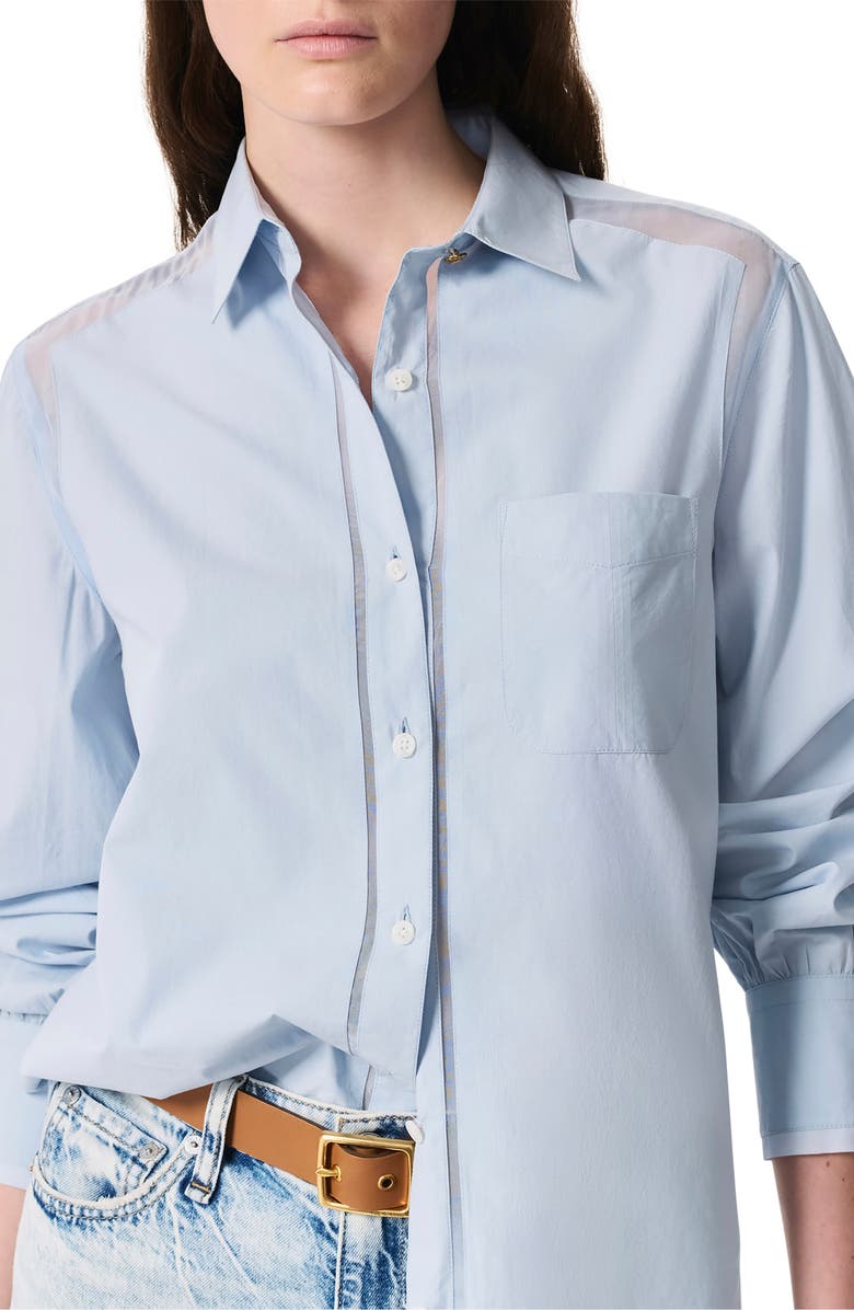 rag & bone Maxine Mixed Media Button-Up Shirt, Alternate, color, Light Blue