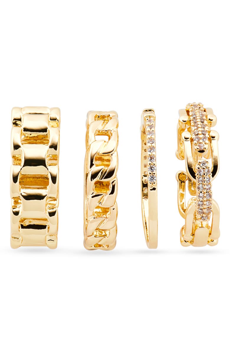 NORDSTROM RACK 4-Pack Assorted Stacking Rings, Alternate, color, Clear- Gold