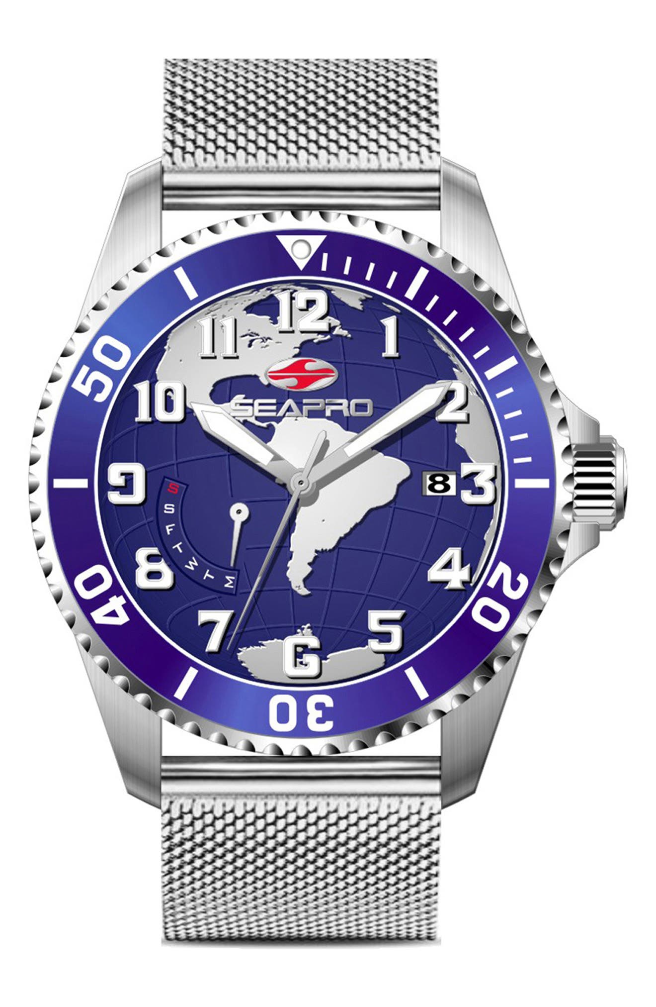 World Time Mesh Strap Watch