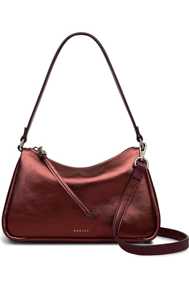 Radley Carlton Close Metallic Leather Shoulder Bag, Main, color, Bronze