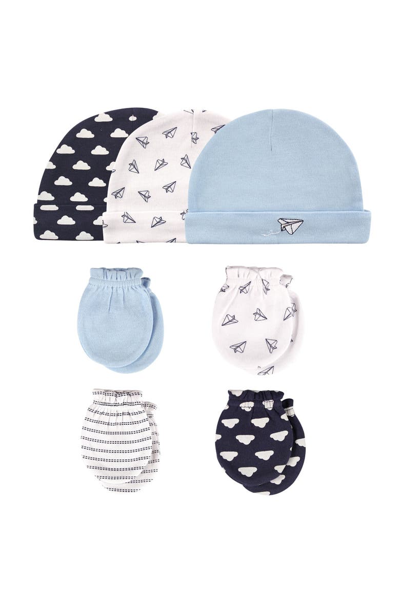 7Pk Cap and Scratch Mitten Set, Main, color, Paper Airplane