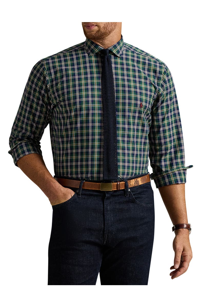 Polo Ralph Lauren Big 
Tall 80s Sueded Plaid Sport Shirt, Main, color, Pine Navy