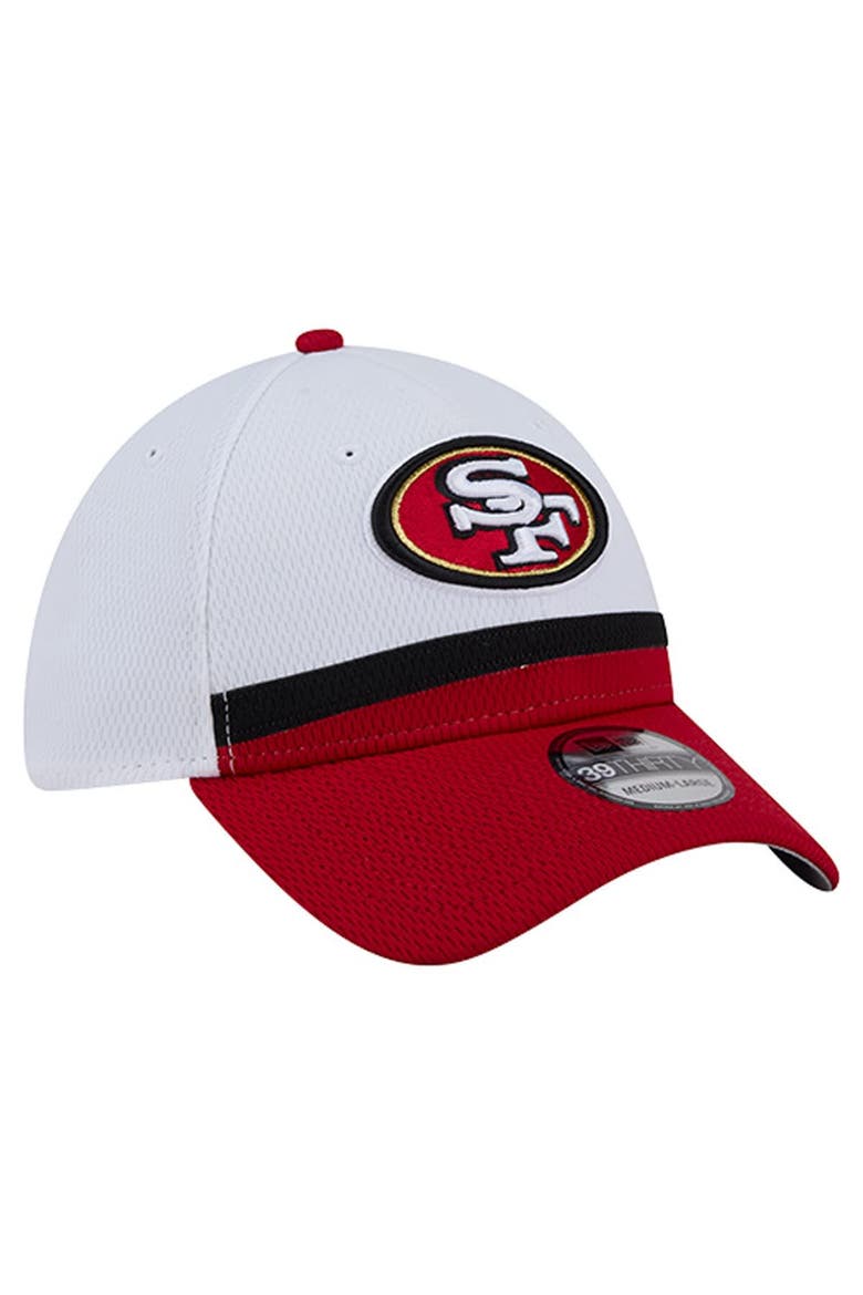 Men's New Era  White/Scarlet San Francisco 49ers Dashmark Rays 39THIRTY Flex Hat, Alternate, color, White