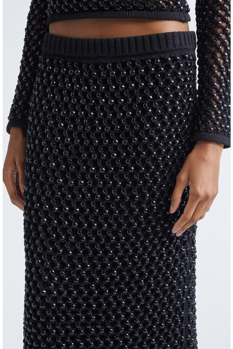 Spice Embellished Fishnet Sweater Skirt, Alternate, color, BLACK