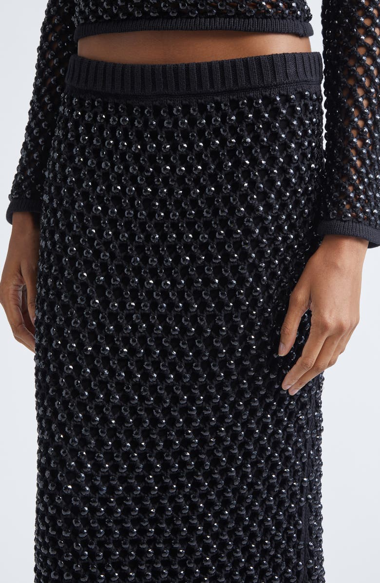 Diotima Spice Embellished Fishnet Sweater Skirt, Alternate, color, Black