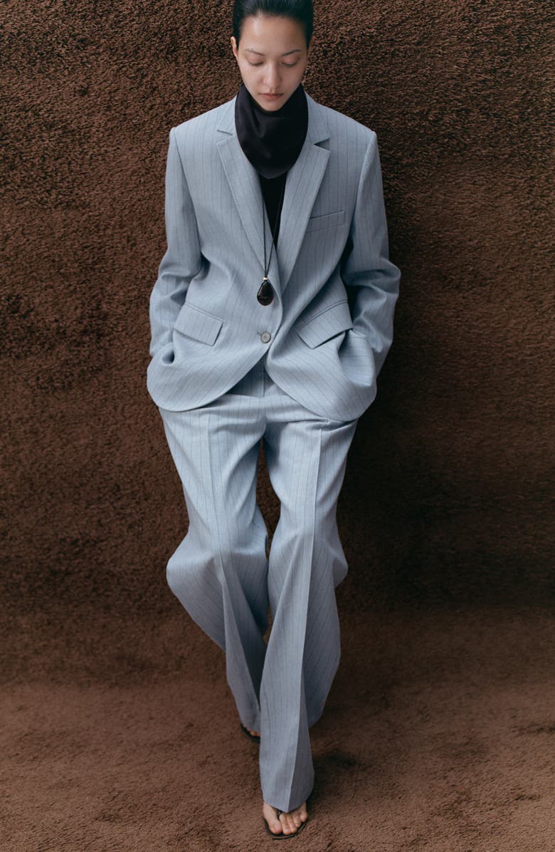 MANGO Pleated Pinstripe Suit Pants, Alternate, color, 