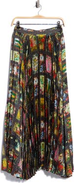 ALICE + OLIVIA Katz Sunburst Pleated Maxi Skirt