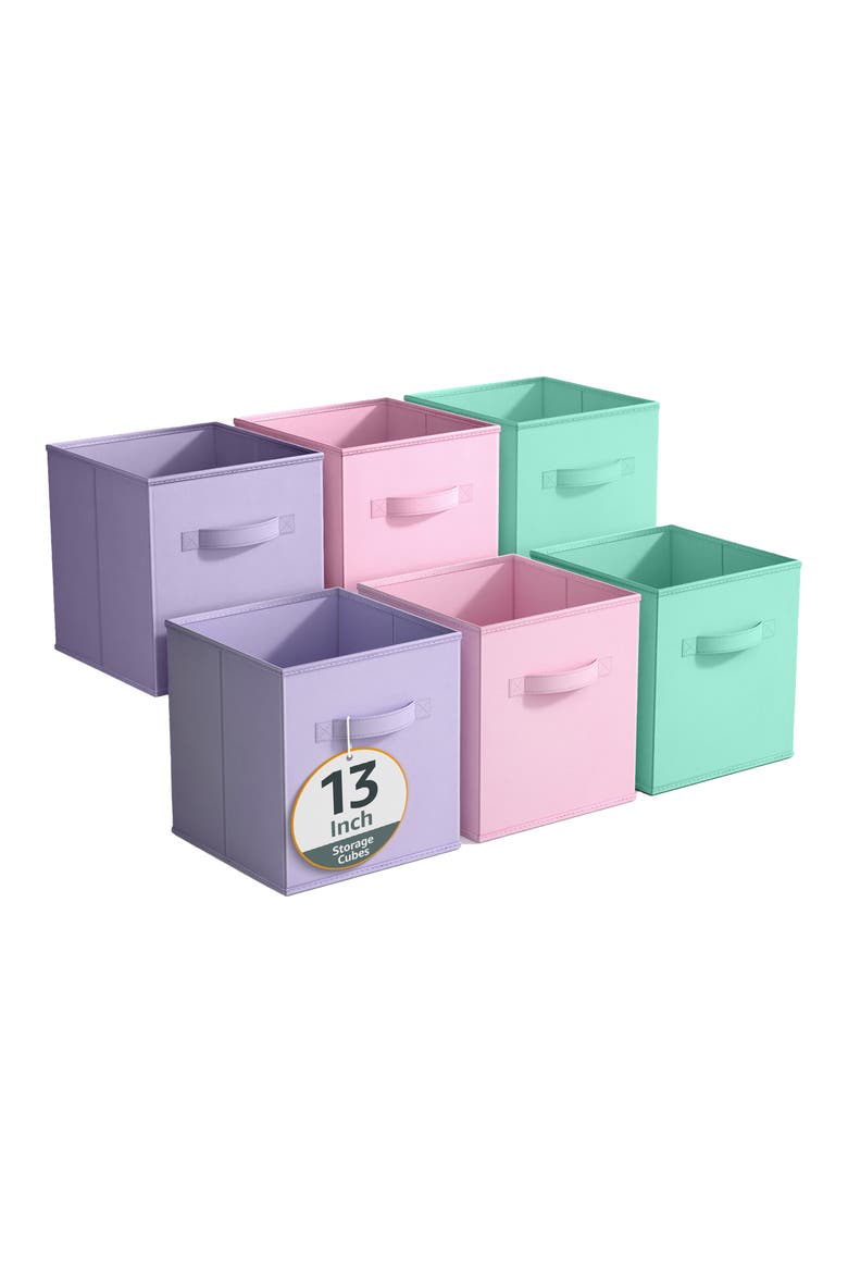 8-Piece Foldable Cube Bins, Main, color, PASTEL PINK PURPLE TEAL