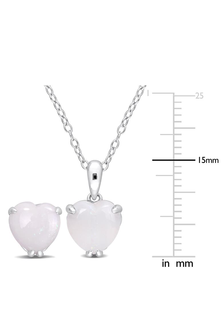 Heart Cut Opal Stud Earrings & Pendant Necklace Set, Alternate, color, WHITE