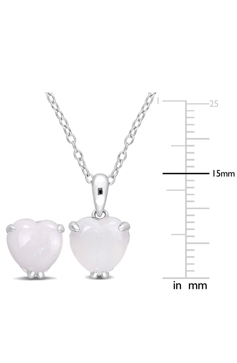 DELMAR Heart Cut Opal Stud Earrings & Pendant Necklace Set, Alternate, color, White