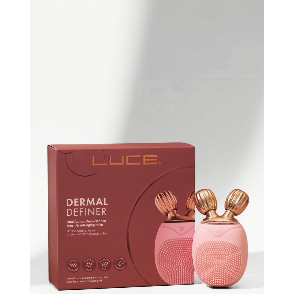 LUCE BEAUTY Dual-Sided Cleansing Face Brush, Massager & Roller - Travel-Friendly in Pink  product