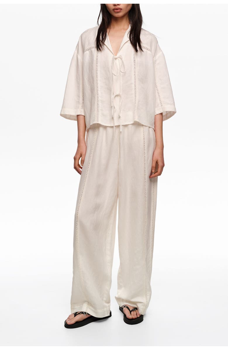 Bimba y Lola Wide-Leg Linen-Blend Trousers, Main, color, White