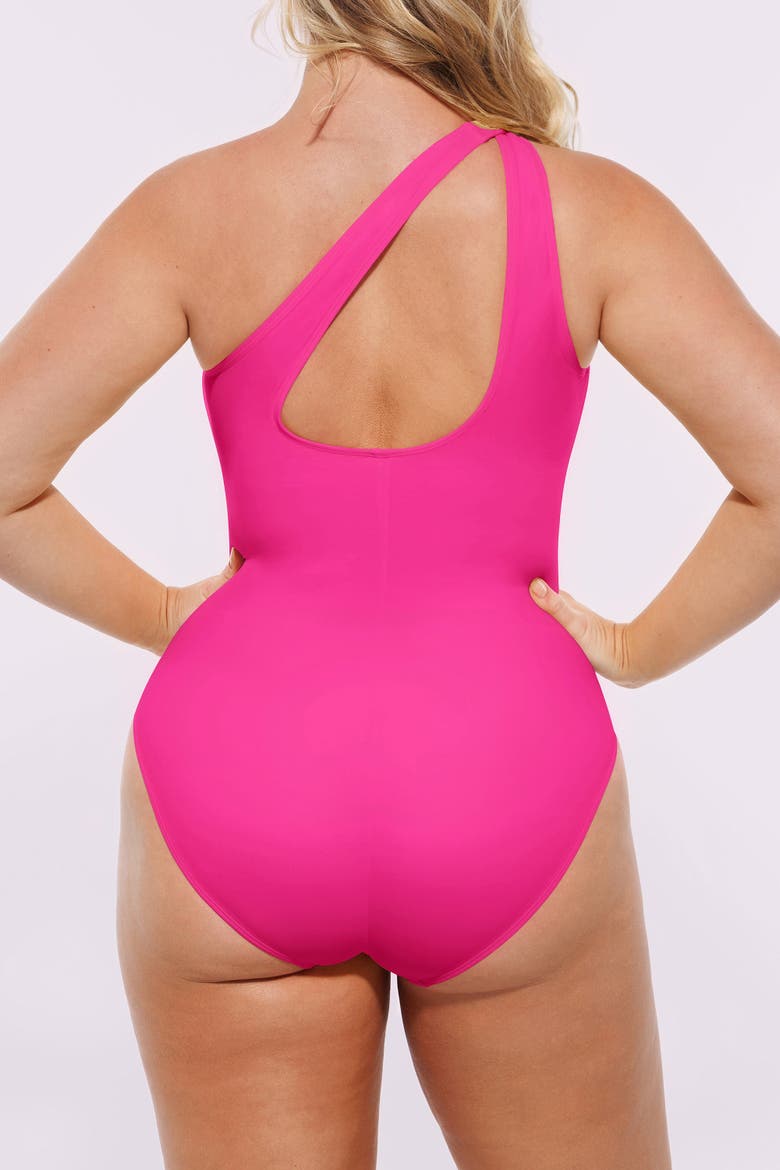 U-Wire Ruched Tummy Control One Piece Swimsuit, Alternate, color, Fuchsia
