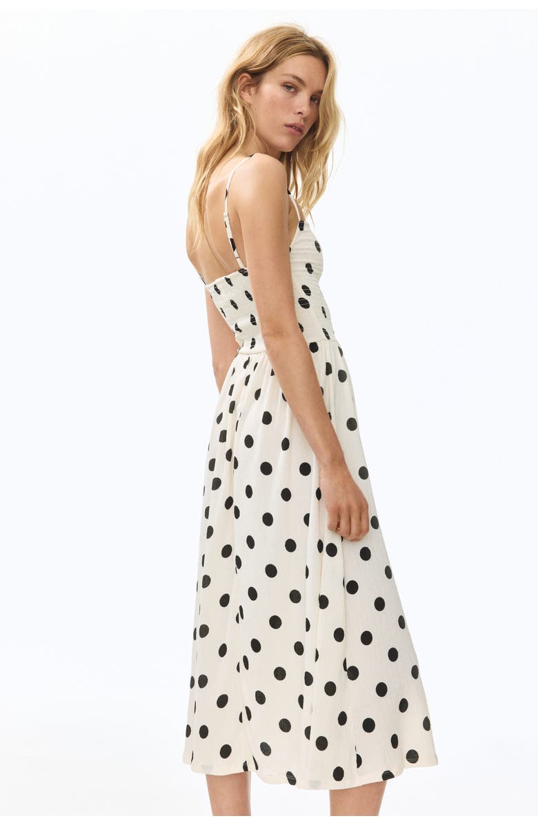 H&M Smocked Strappy Dress, Alternate, color, Cream/Dotted