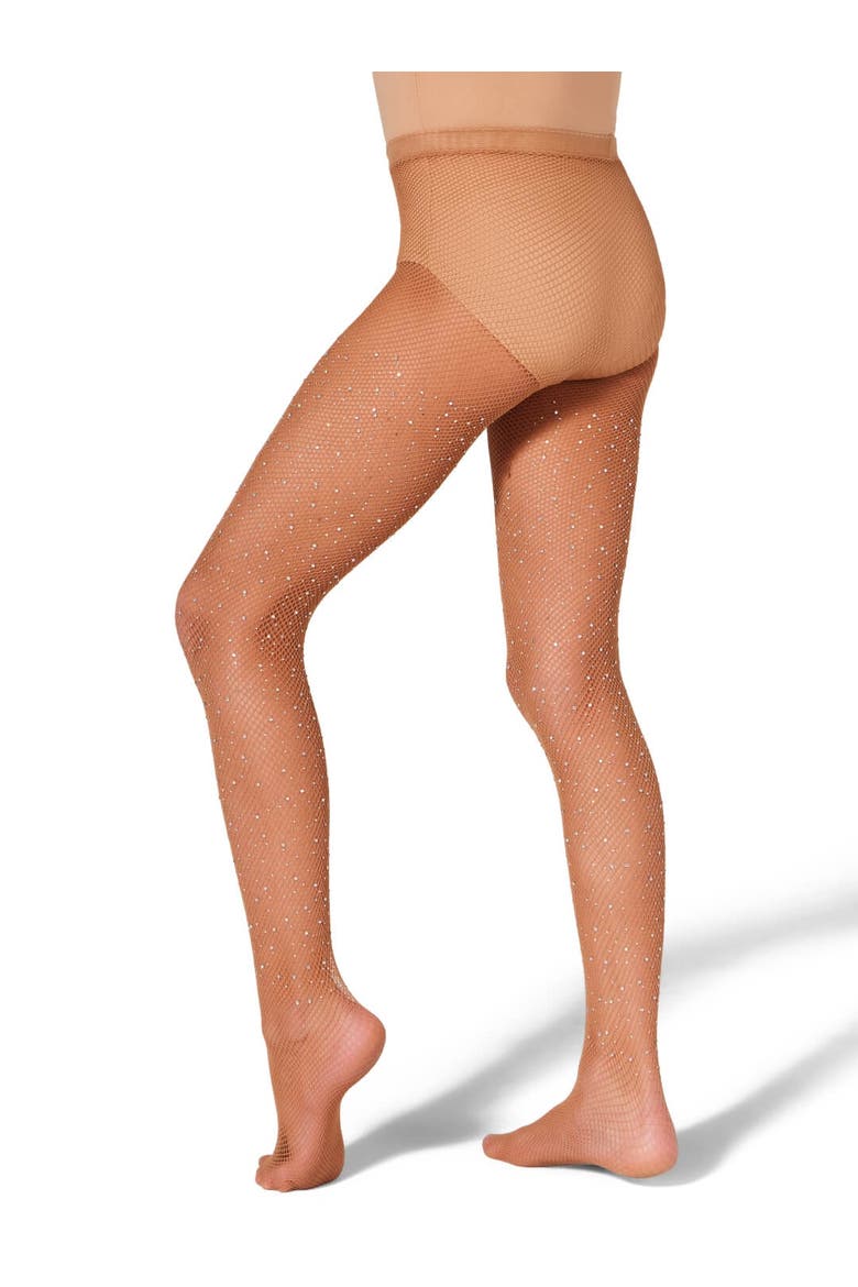 All-Over Rhinestone Fishnet Tight, Alternate, color, beige/khaki