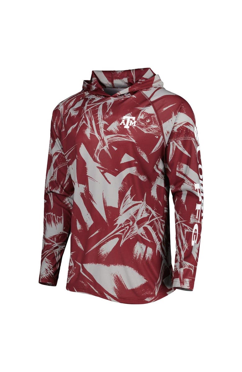 Columbia Men's Columbia Maroon/Gray Texas A&M Aggies Super Terminal Tackle Omni-Shade Raglan Long Sleeve Hoodie T-Shirt, Alternate, color, Maroon