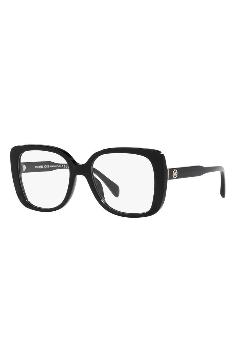 Michael Kors Perth 53mm Square Optical Glasses, Alternate, color, Black